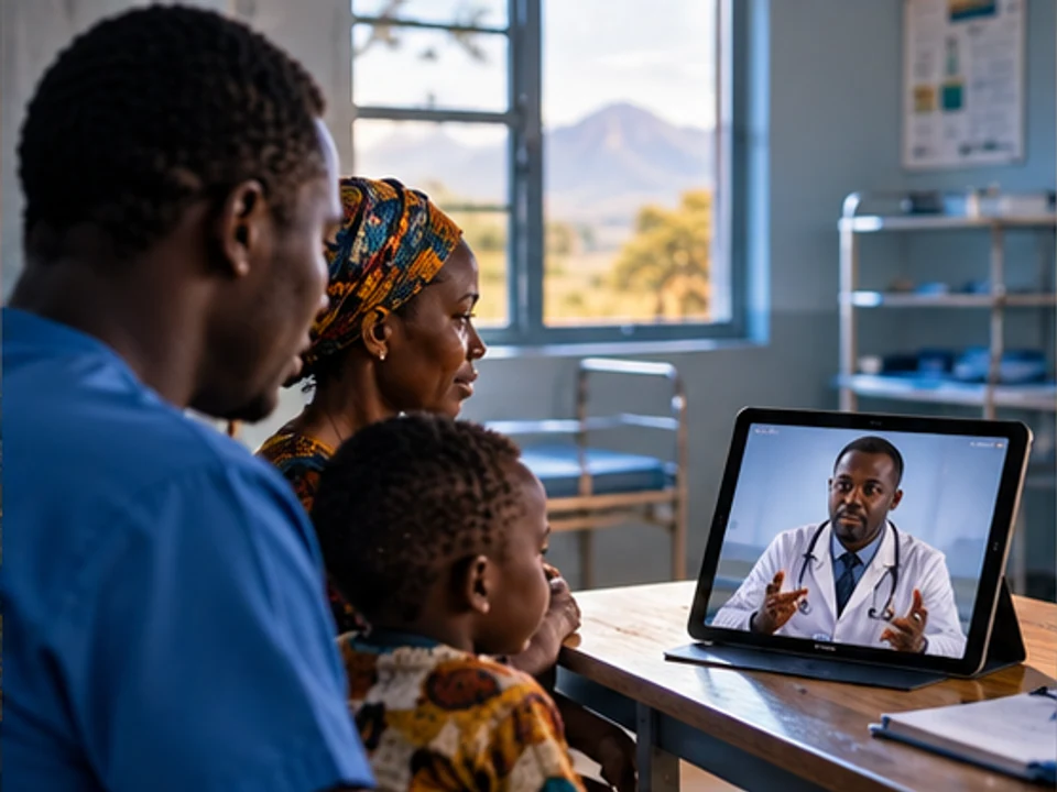 Community health worker carrying out an assessment at a clinic