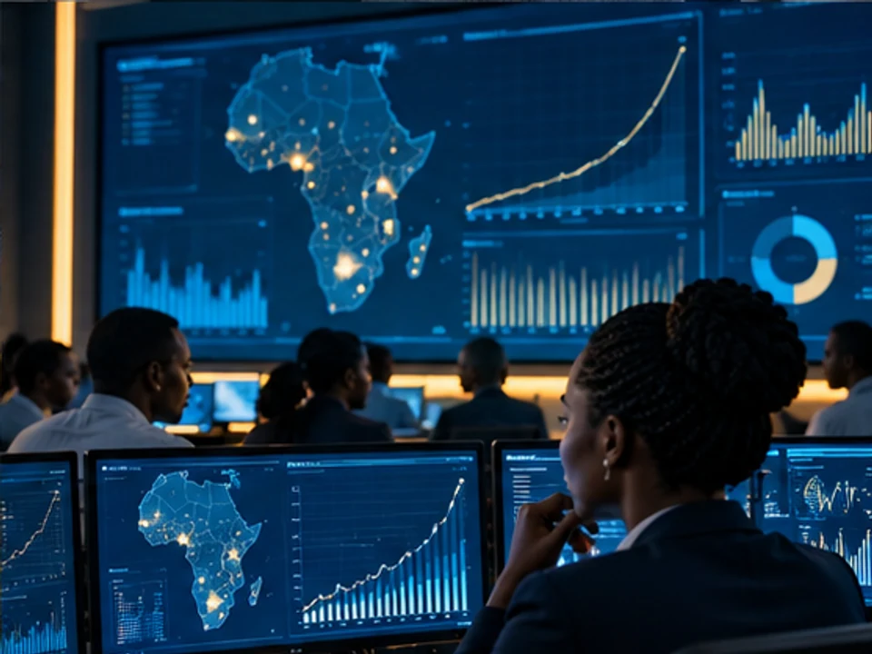 Public health operations centre with analysts and live dashboards